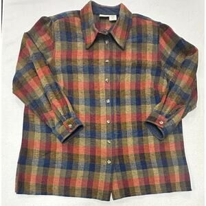 Koret City Blues Heavyweight Plaid Shacket Shirt Women's Size 20W Multicolor VTG